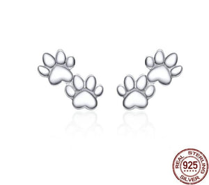 Platinum Plated Paw Stud Earrings-Furbaby Friends Gifts