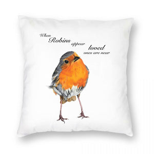 'Robins Appear When Loved Ones Are Near' Cushion Covers-Furbaby Friends Gifts